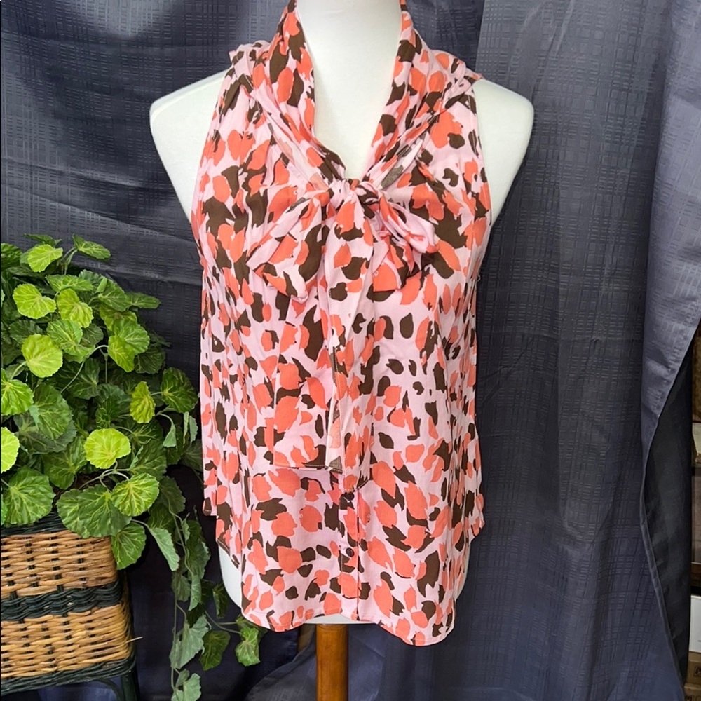 Pink and Orange Relaxed Halter Blouse